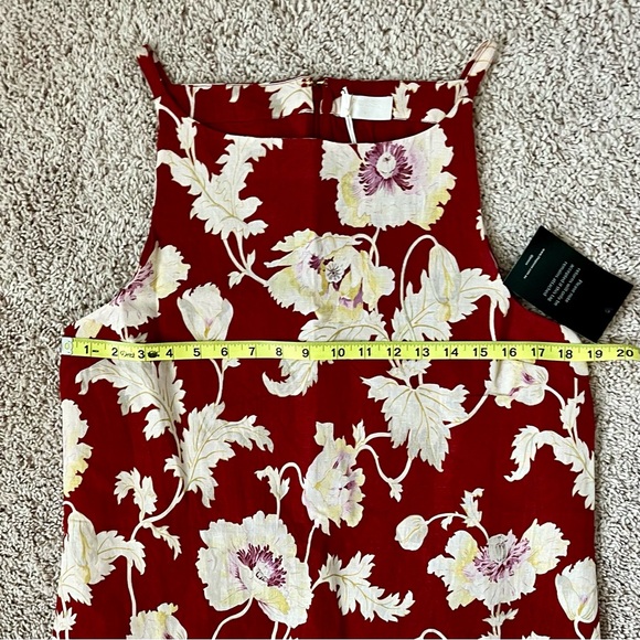 Posse Jordan Mini Dress in Red Mila Floral Linen - Sleeveless Boatneck - Picture 3 of 7